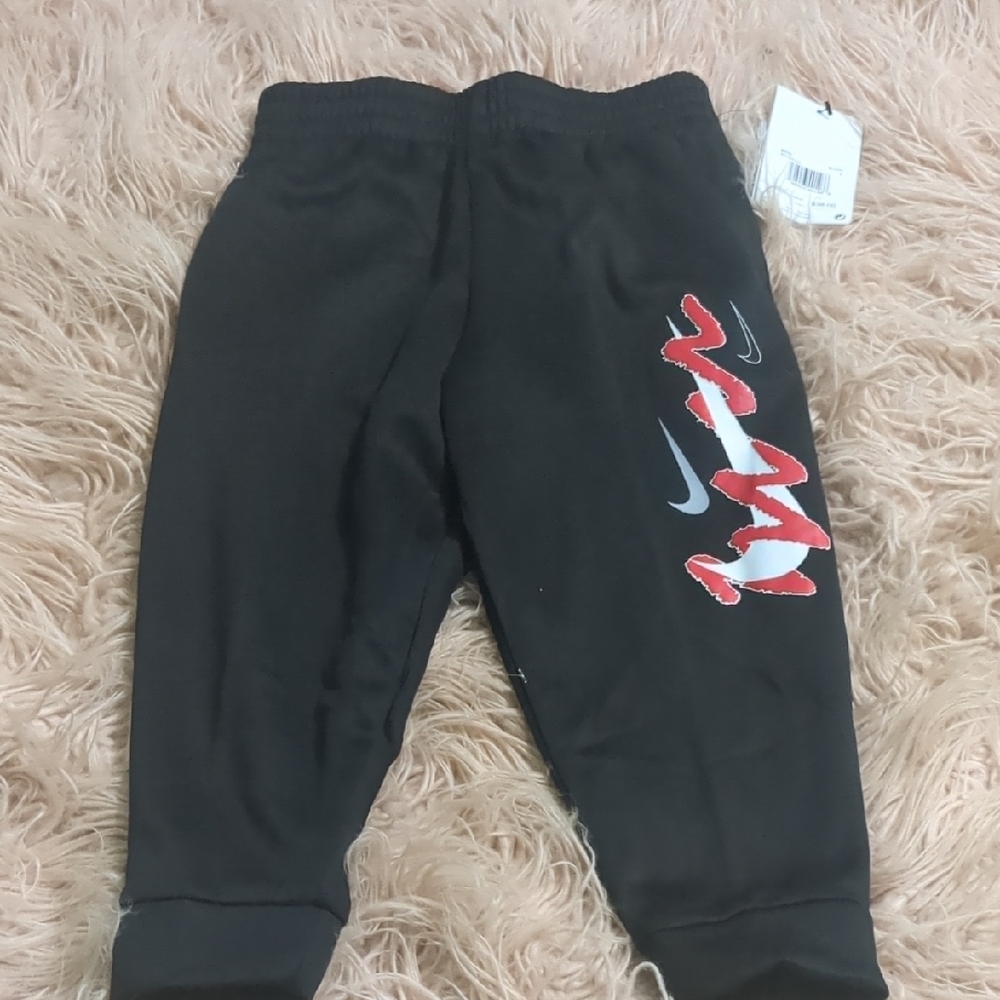 Nike Kids Black Joggers with Red and White Design